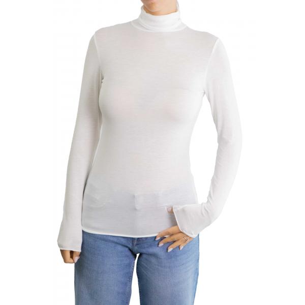 Maglia misto cashmere tinta unita collo alto